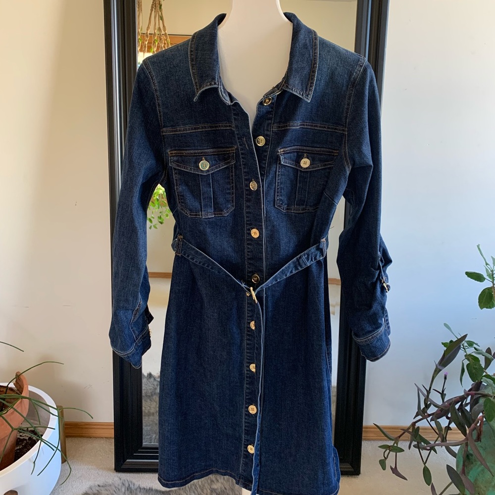 Eloquii Denim Belted Jean Dress